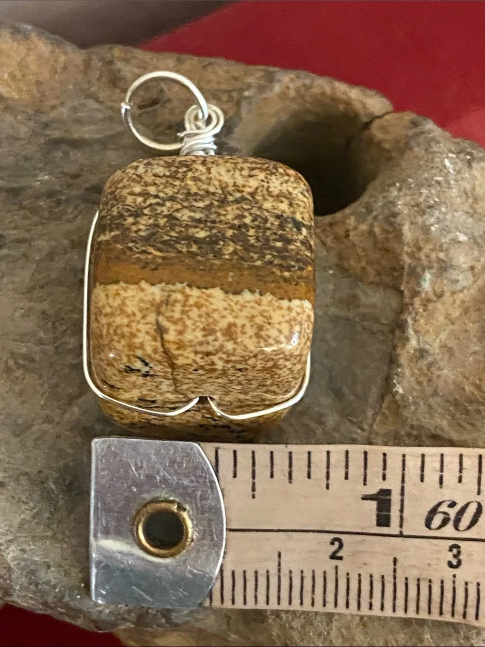 NEW Handmade Brown Jasper Stone Pendant with Wire Wrap